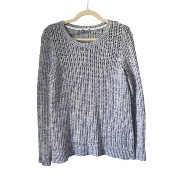 Talbots Sweaters - Talbots‎ Women's Blue White Marled Knit Crew Neck Sweater Cotton Size Medium